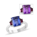 Color Change Fluorite (IR), Orissa Rhodolite Garnet Ring in Rhodium Over Sterling Silver (Size 10.0) 4.50 ctw - Sticky add to cart bar