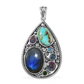D'Joy Artisan Crafted Malagasy Labradorite and Multi Gemstone Pendant in Sterling Silver 20.85 ctw - Sticky add to cart bar
