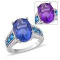 Color Change Fluorite (IR) and Multi Gemstone Ring in Rhodium Over Sterling Silver (Size 10.0) 8.30 ctw - Sticky add to cart bar