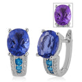 Color Change Fluorite (IR) and Multi Gemstone Huggie Hoop Earrings in Rhodium Over Sterling Silver 6.75 ctw - Sticky add to cart bar