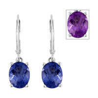 Color Change Fluorite (IR) Lever Back Earrings in Rhodium Over Sterling Silver 4.25 ctw