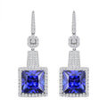Chairman Vault Collection Certified & Appraised Rhapsody 950 Platinum Princess Cut AAAA Tanzanite and E-F VS Diamond Dangle Earrings 20.80 Grams 24.05 ctw - Sticky add to cart bar