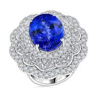 Certified & Appraised Chairman's Signature Collection Rhapsody 950 Platinum AAAA Tanzanite and E-F VS Diamond Ring (Size 7.0) 27.50 Grams 20.10 ctw