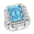 Chairman Vault Collection Certified & Appraised Rhapsody 950 Platinum AAAA Santa Maria Aquamarine and E-F VS Diamond Ring (Size 7.0) 13.87 Grams 9.05 ctw - Sticky add to cart bar