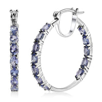 D'Joy Tanzanite Inside Out Hoop Earrings in Platinum Over Sterling Silver 4.00 ctw