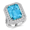 Certified & Appraised Chairman’s Signature Collection Rhapsody 950 Platinum AAAA Santa Maria Aquamarine and E-F VS Diamond Ring (Size 7.0) 15 Grams 11.60 ctw - Sticky add to cart bar