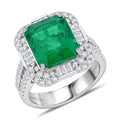 Certified & Appraised Chairman’s Signature Collection Rhapsody 950 Platinum AAAA Ethiopian Emerald and E-F VS Diamond Ring (Size 7.0) 11.92 Grams 8.00 ctw - Sticky add to cart bar