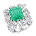 Certified & Appraised Chairman’s Signature Collection Rhapsody 950 Platinum AAAA Ethiopian Emerald and E-F VS Diamond Ring (Size 7.0) 13 Grams 9.30 ctw - Sticky add to cart bar