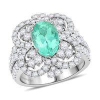 Certified & Appraised Chairman’s Signature Collection Rhapsody 950 Platinum AAAA Paraiba Tourmaline and E-F VS Diamond Ring (Size 7.0) 14.64 Grams 3.90 ctw