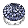 Tanzanite Floral Spray Ring in Platinum Over Sterling Silver (Size 10.0) 5.70 ctw - Sticky add to cart bar