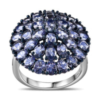 Tanzanite Floral Spray Ring in Platinum Over Sterling Silver (Size 10.0) 5.70 ctw