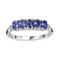 Tanzanite, Diamond 5 Stone Ring in Platinum Over Sterling Silver (Size 7.0) 2.35 ctw - Sticky add to cart bar