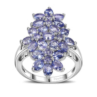 Tanzanite Floral Ring in Platinum Over Sterling Silver 3.60 ctw