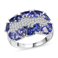 Tanzanite and White Zircon Ring in Platinum Over Sterling Silver (Size 10.0) 3.60 ctw - Sticky add to cart bar