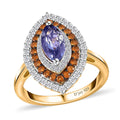 Tanzanite and Multi Gemstone Elongated Ring in Vermeil Yellow Gold Over Sterling Silver (Size 10.0) 1.85 ctw - Sticky add to cart bar
