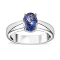 Tanzanite Solitaire Ring in Platinum Over Sterling Silver (Size 8.0) 1.25 ctw - Sticky add to cart bar