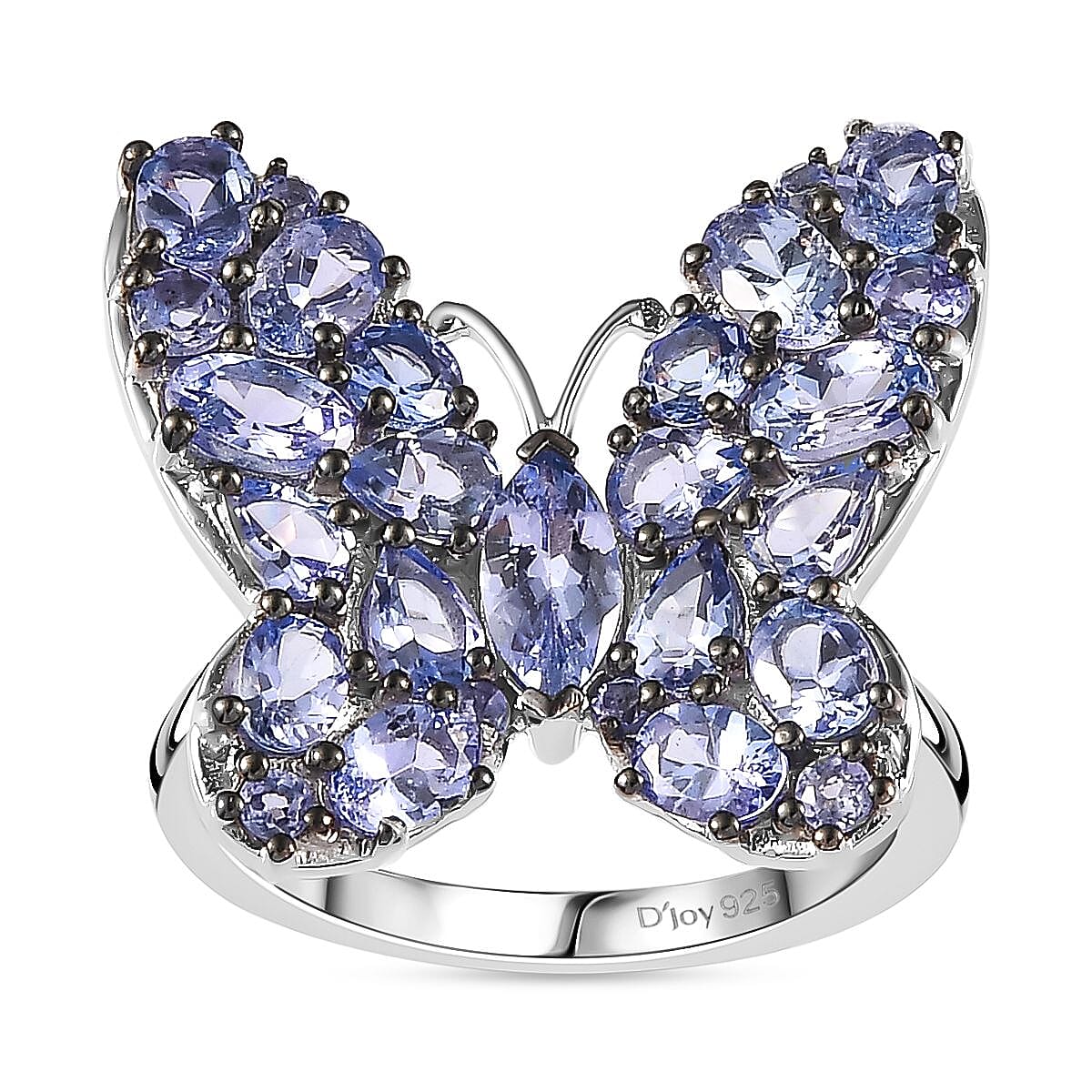 Tanzanite Butterfly Ring in Platinum Over Sterling Silver (Size 10.0) 3.50 ctw