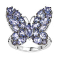 Tanzanite Butterfly Ring in Platinum Over Sterling Silver (Size 10.0) 3.50 ctw - Sticky add to cart bar
