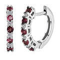 Ofiki Rubellite and White Zircon Hoop Earrings in Platinum Over Sterling Silver 0.50 ctw - Sticky add to cart bar