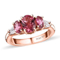 Morro Redondo Pink Tourmaline and White Zircon Ring in Vermeil Rose Gold Over Sterling Silver (Size 10.0) 1.60 ctw - Sticky add to cart bar