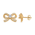 Moissanite Bow Stud Earrings in Vermeil Yellow Gold Over Sterling Silver 0.75 ctw - Sticky add to cart bar