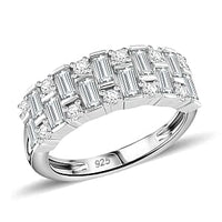 Moissanite 1.60 ctw Ring in Rhodium Over Sterling Silver (Size 6.5)