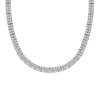 TLV Moissanite 2 Row Necklace (18 Inches) in Platinum Over Sterling Silver