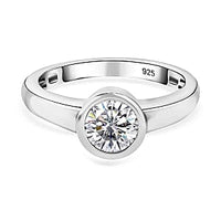 Moissanite 0.73 ctw Ring in Platinum Over Sterling Silver (Size 10)