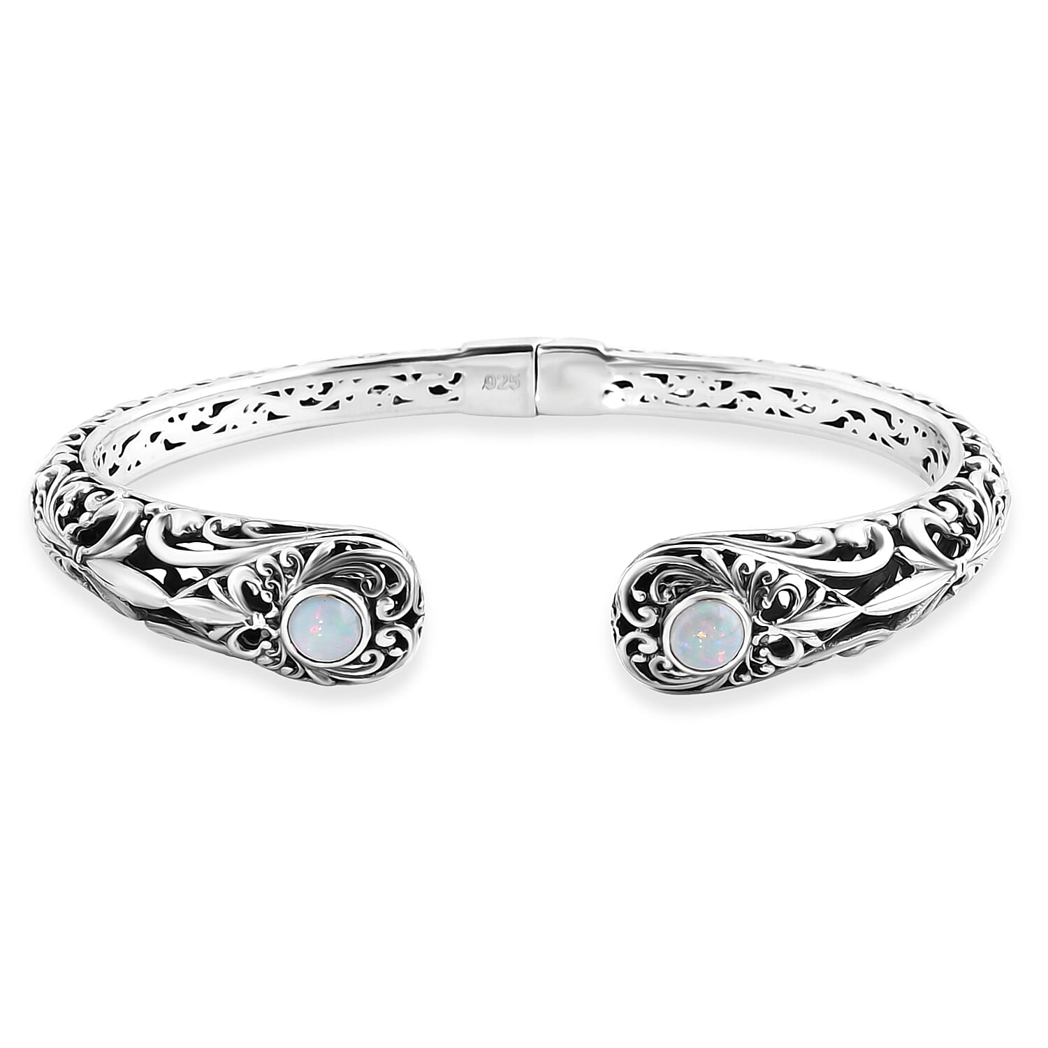 Bali Legacy Ethiopian Welo Opal Cuff Bracelet in Sterling Silver (6.50 In) 1.10 ctw