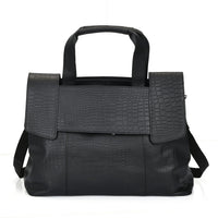 "100% Genuine leather croco embossed shoulder bag Size: 15(L) X 5.5 (W) 10(H) INCH Size: Black"