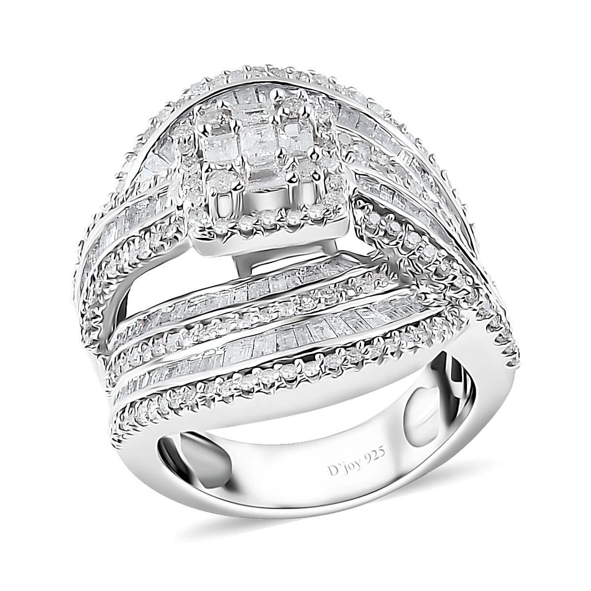 TLV Diamond Ring in Platinum Over Sterling Silver (Size 10.0) 2.00 ctw