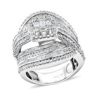 TLV Diamond Ring in Platinum Over Sterling Silver (Size 10.0) 2.00 ctw