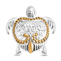 Bali Legacy 22K Vermeil Yellow Gold Over and Sterling Silver Turtle Pendant without Chain 6.20 Grams