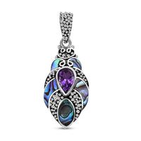 Bali Legacy Abalone Shell, Amethyst Pendant in Sterling Silver 1.20 ctw