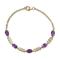 African Amethyst 4.50 ctw Fancy Bracelet in 14K Yellow Gold Over Sterling Silver (7.5 In) (5.93 g)