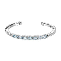 Sky Blue Topaz 6.30 ctw Bangle Bracelet in Stainless Steel (7.50 In)