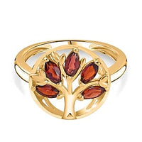 Red Garnet 0.95 ctw Cluster Ring in Vermeil Yellow Gold Over Sterling Silver (Size 8)