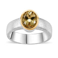 Brazilian Sunfire Beryl Sandblast Texture Solitaire Ring in Vermeil YG and Platinum Over Sterling Silver (Size 10.0) 1.10 ctw - Sticky add to cart bar