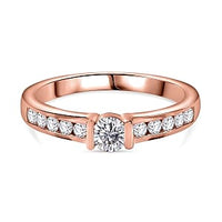 Moissanite Ring in 18K Vermeil RG Over Sterling Silver (Size 11.5) 0.53 ctw