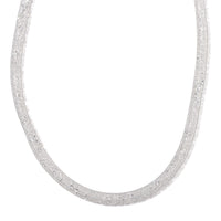 TLV Sparkly White Austrian Crystal Necklace (20-22 Inches) in Silvertone