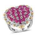 TLV Niassa Ruby (FF) Heart Ring in Vermeil YG and Platinum Over Sterling Silver (Size 10.0) 4.85 ctw - Sticky add to cart bar