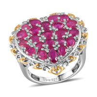 TLV Niassa Ruby (FF) Heart Ring in Vermeil YG and Platinum Over Sterling Silver (Size 10.0) 4.85 ctw