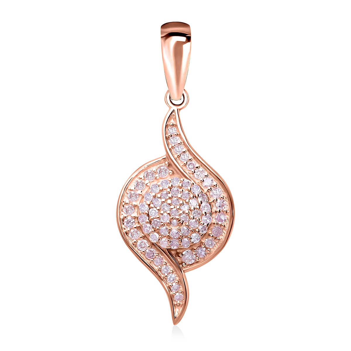 Natural Pink Diamond Pendant without Chain in Vermeil Rose Gold Over Sterling Silver 0.25 ctw