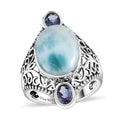 Artisan Crafted AAA Larimar and Tanzanite Ring in Sterling Silver (Size 10.0) 7.15 ctw - Sticky add to cart bar