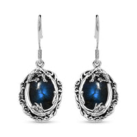 D'Joy Artisan Crafted AAA Malagasy Labradorite Dragon Earrings in Sterling Silver 13.40 ctw