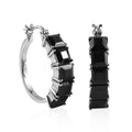 Thai Black Spinel Hoop Earrings in Stainless Steel 14.75 ctw - Sticky add to cart bar