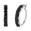 Thai Black Spinel Hoop Earrings in Stainless Steel 13.25 ctw - Sticky add to cart bar