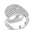 Moissanite Bypass Ring in Platinum Over Sterling Silver (Size 6) 1.90 ctw - Sticky add to cart bar