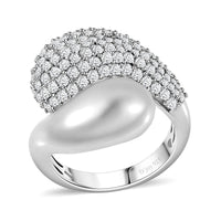 Moissanite Bypass Ring in Platinum Over Sterling Silver (Size 6) 1.90 ctw