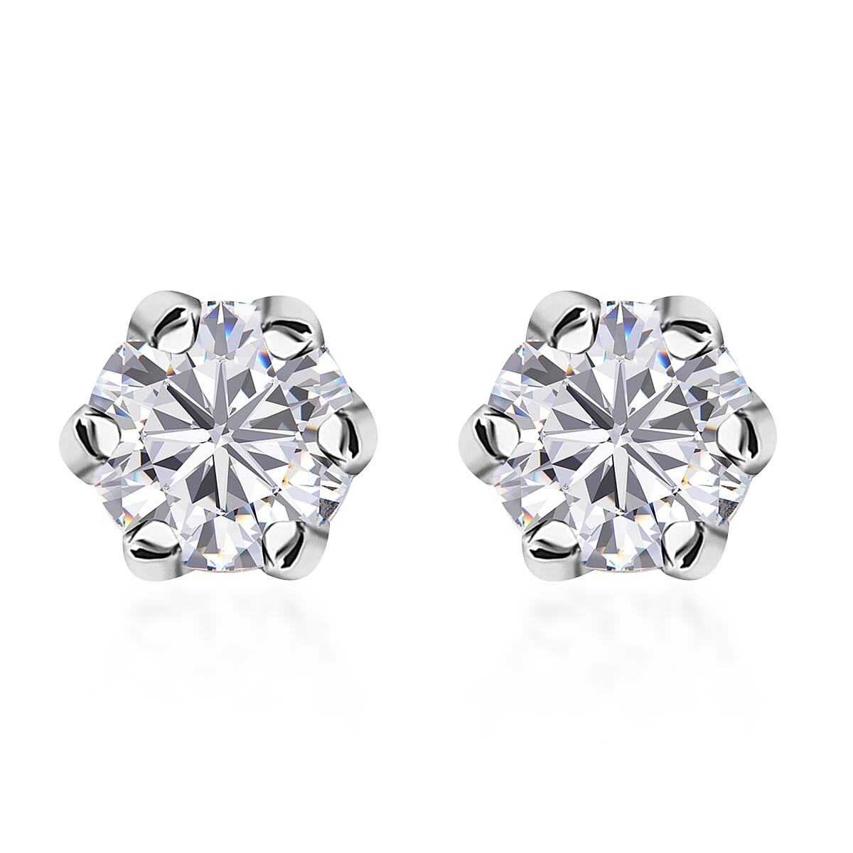 Moissanite Solitaire Stud Earrings in Platinum Over Sterling Silver 1.50 ctw
